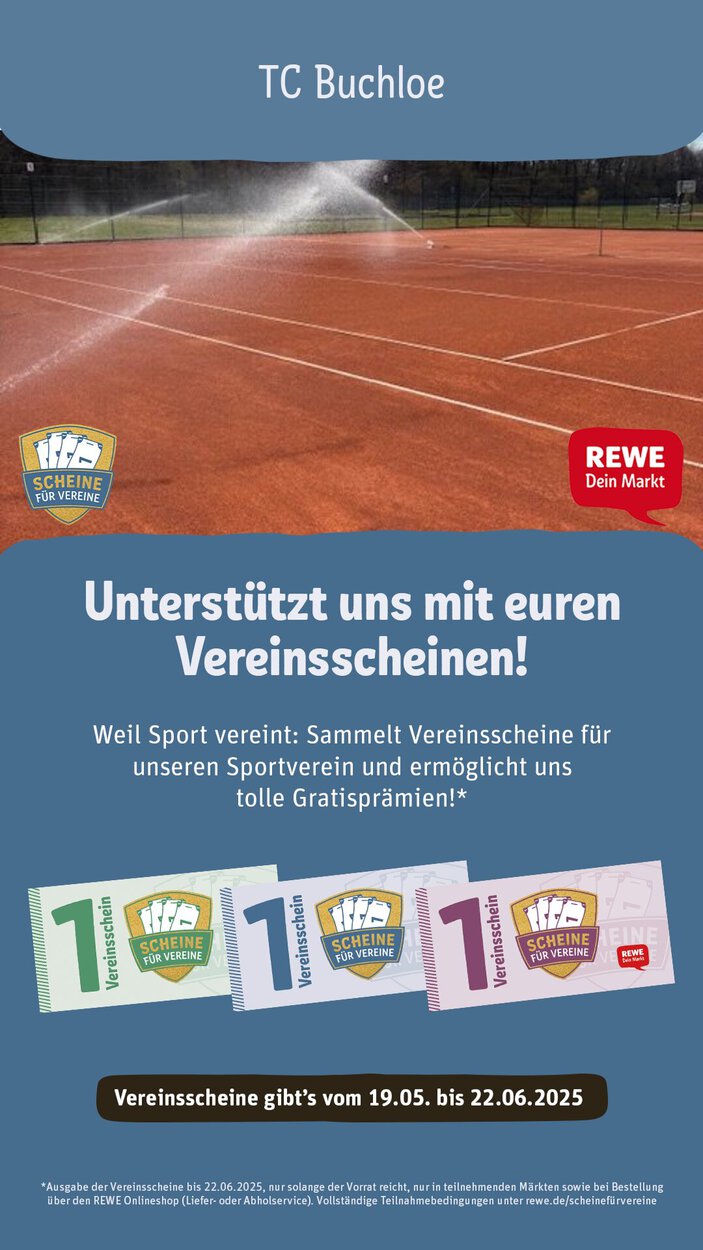 Unterstütze unseren Verein mit „Scheine für Vereine“ bei REWE!